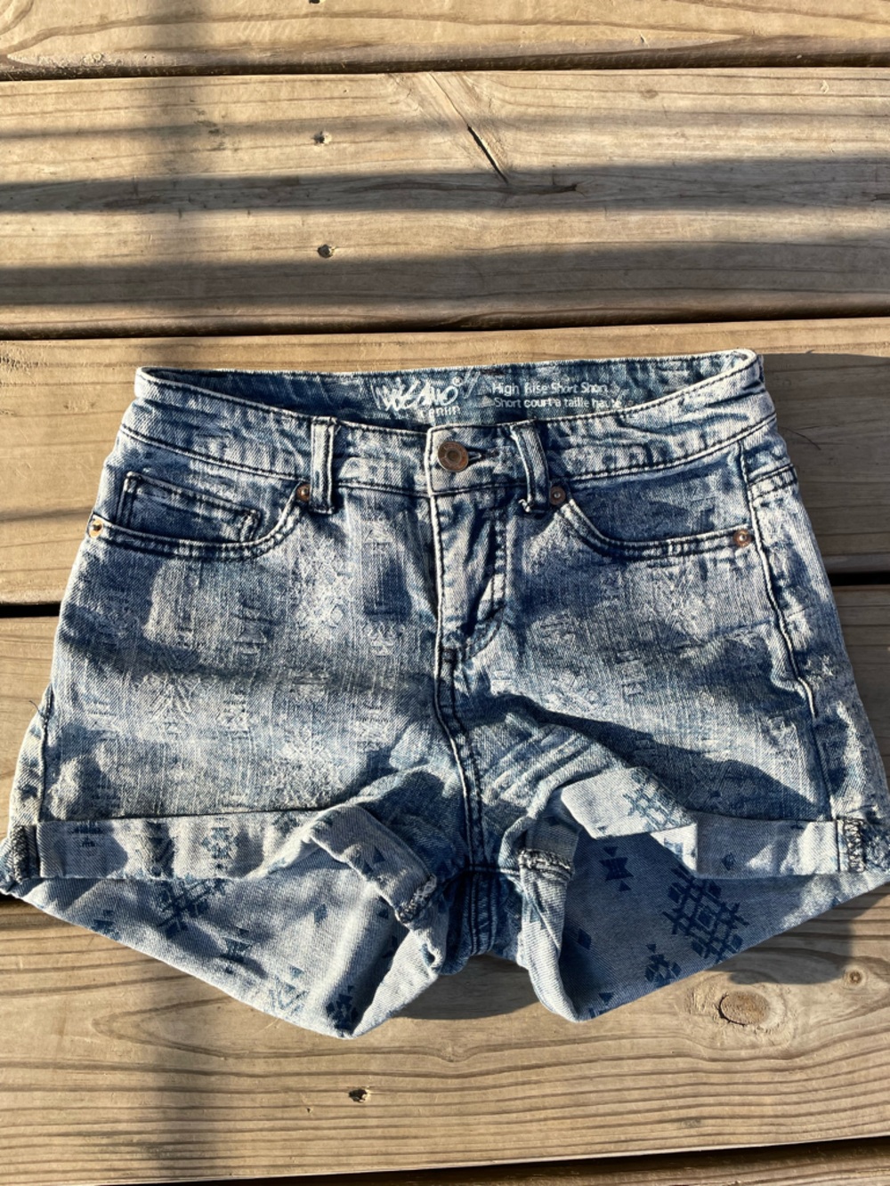High-Rise Light Blue Washed Denim Shorts - Women's